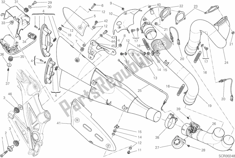 Todas as partes de Sistema De Exaustão do Ducati Diavel Carbon FL Thailand 1200 2017